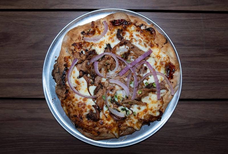 BBQ pulled pork pizza with red onion - Picklenpins in NOLA