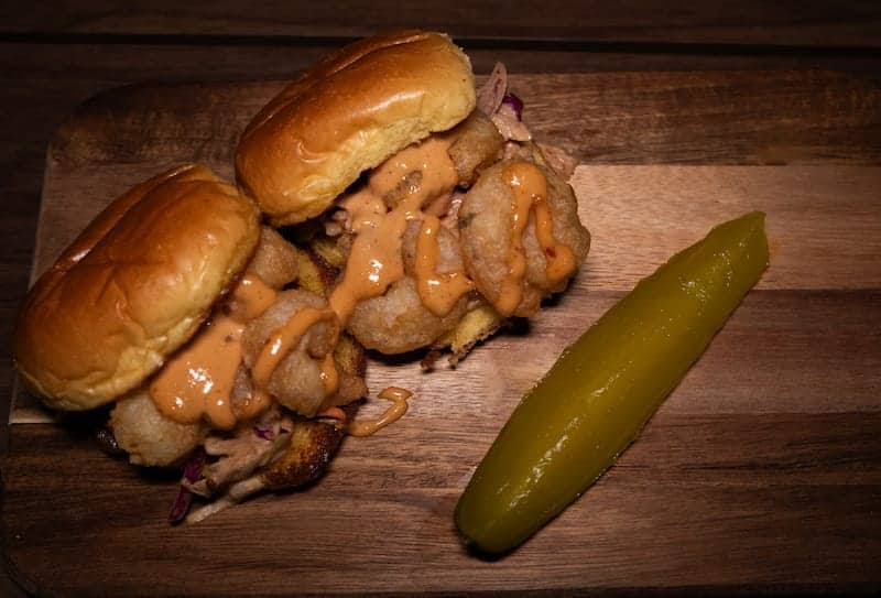 Fried shrimp po'boy sandwiches with pickle - Picklenpins in NOLA