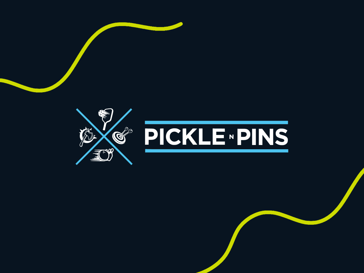 Pickle-Pins logo with icons and text on a dark background