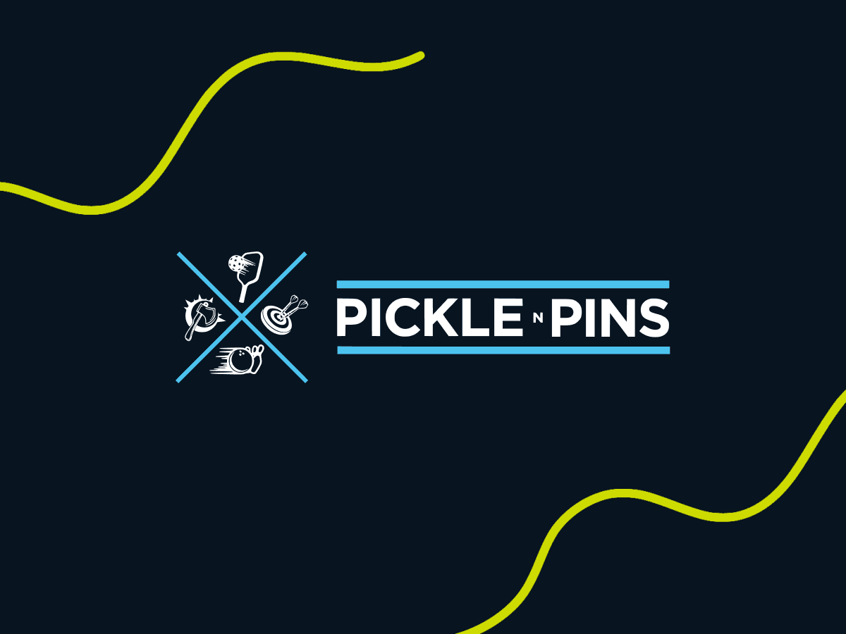 Pickle-Pins logo with icons and text on a dark background