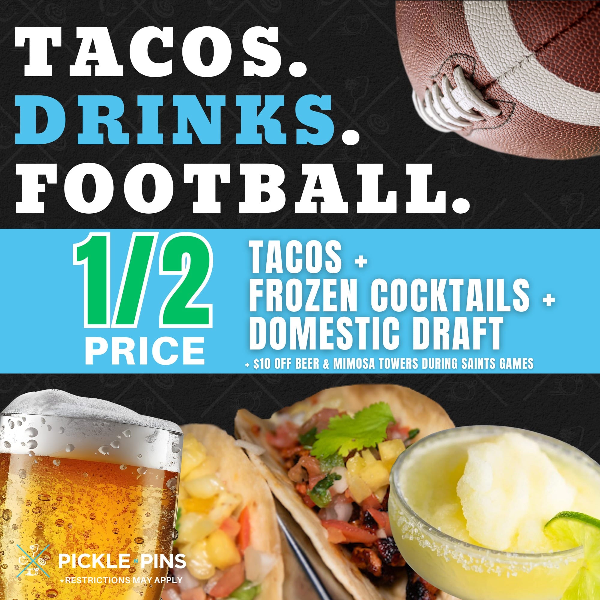 Taco Drinks Football Specials