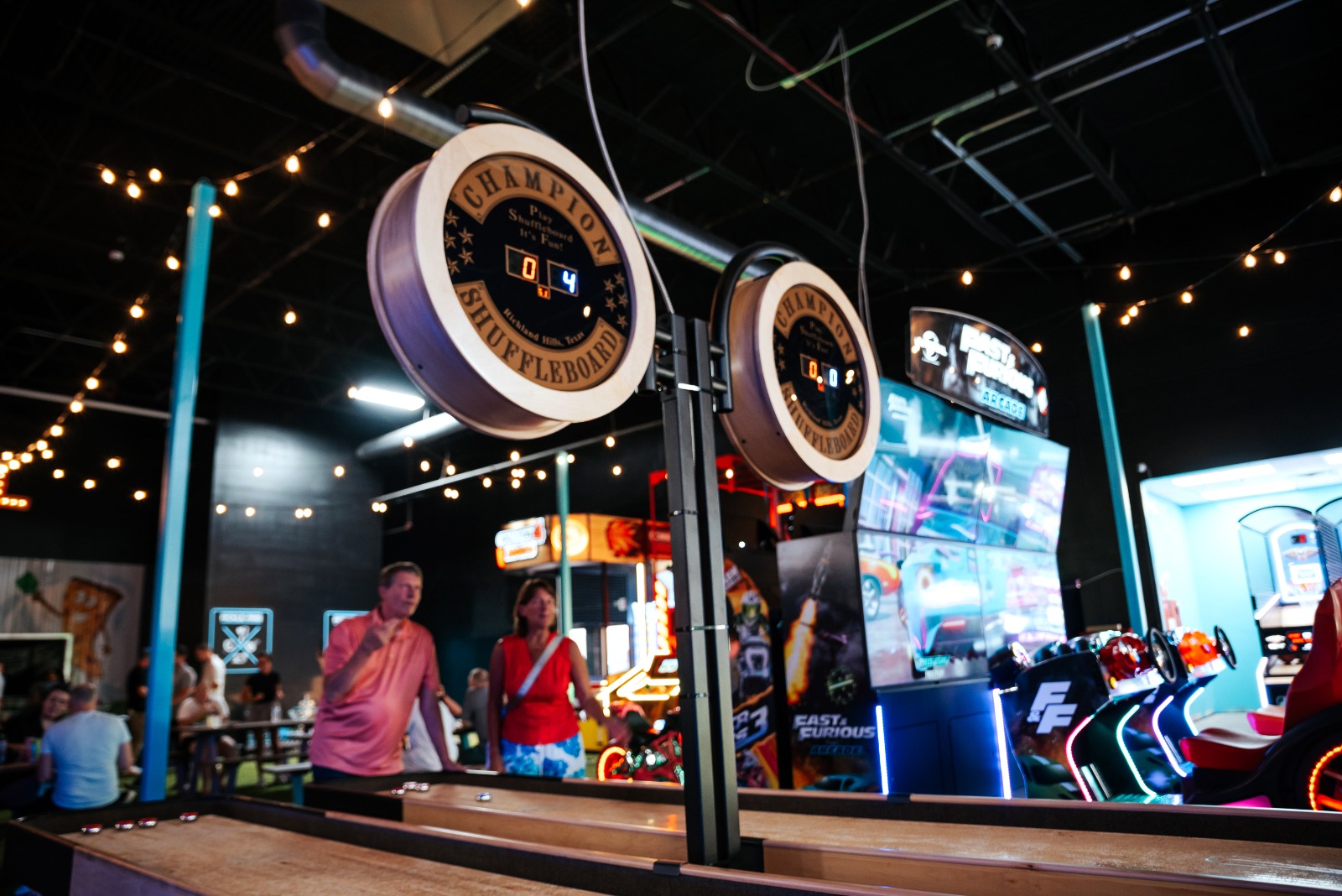 Shuffleboard Scoreboard in Arcade Setting in New Orleans